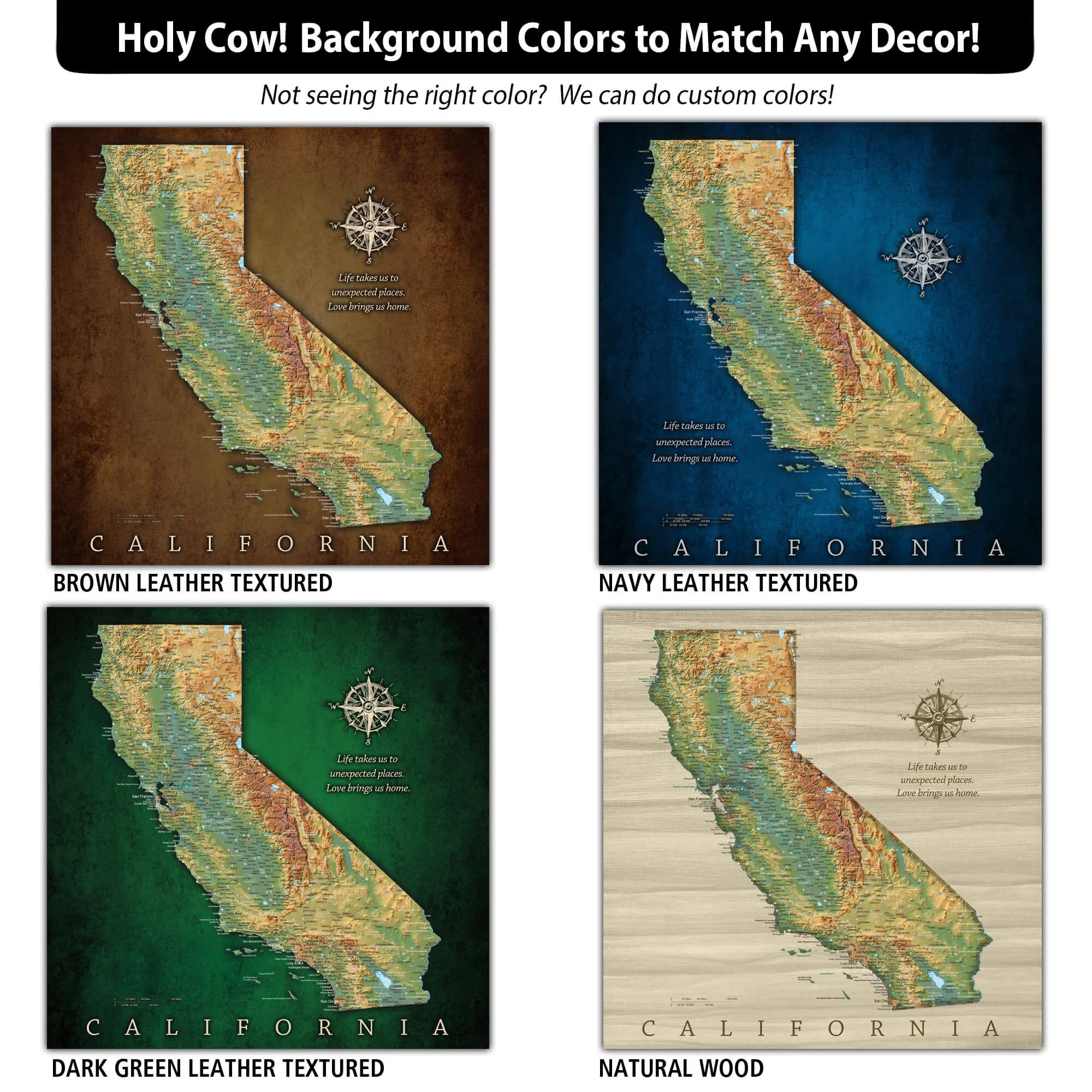 California Push Pin Terrain Map