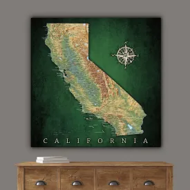 California Push Pin Terrain Map