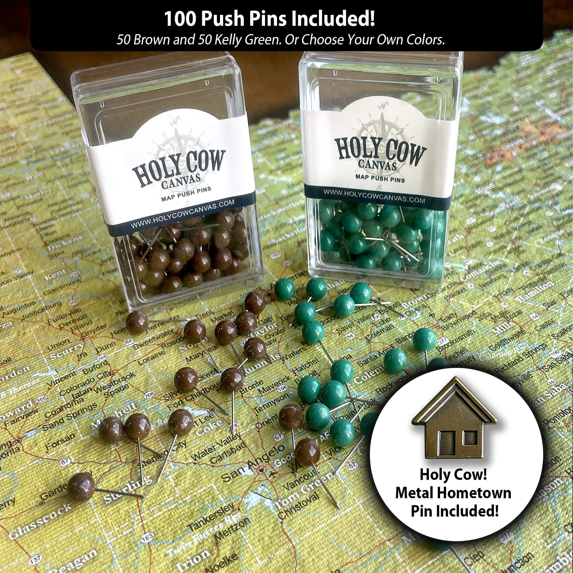 California Push Pin Terrain Map