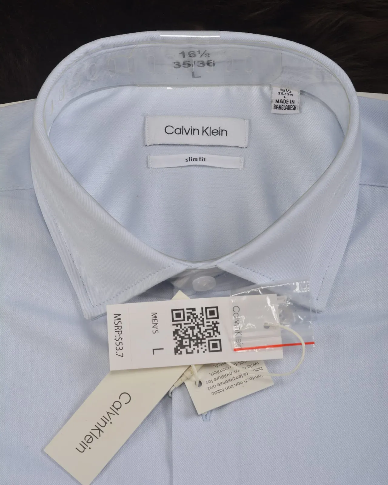 Calvin klein Steel Solid Herringbone Dress Shirt Blue LIGHT