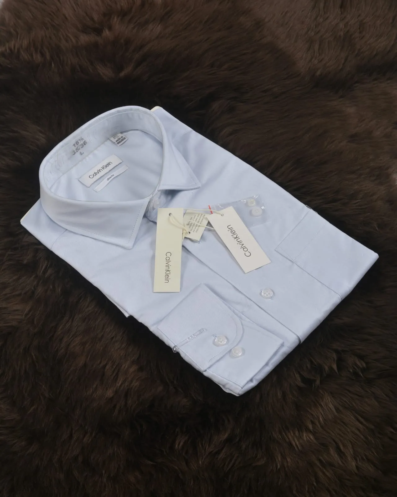 Calvin klein Steel Solid Herringbone Dress Shirt Blue LIGHT