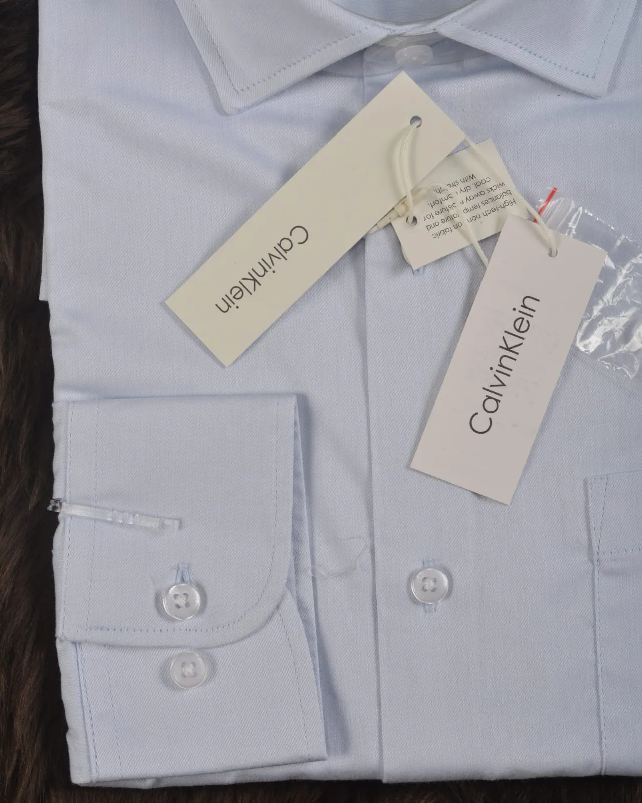 Calvin klein Steel Solid Herringbone Dress Shirt Blue LIGHT