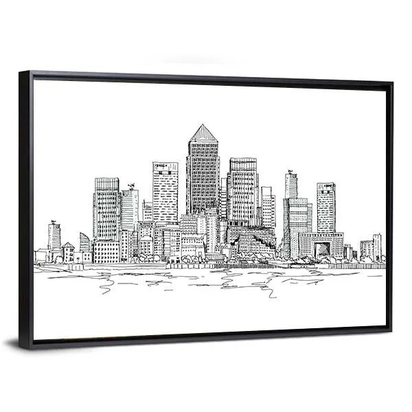Canary Wharf Sketch Canvas Wall Art