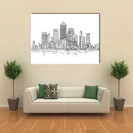 Canary Wharf Sketch Canvas Wall Art