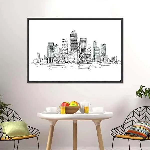 Canary Wharf Sketch Canvas Wall Art