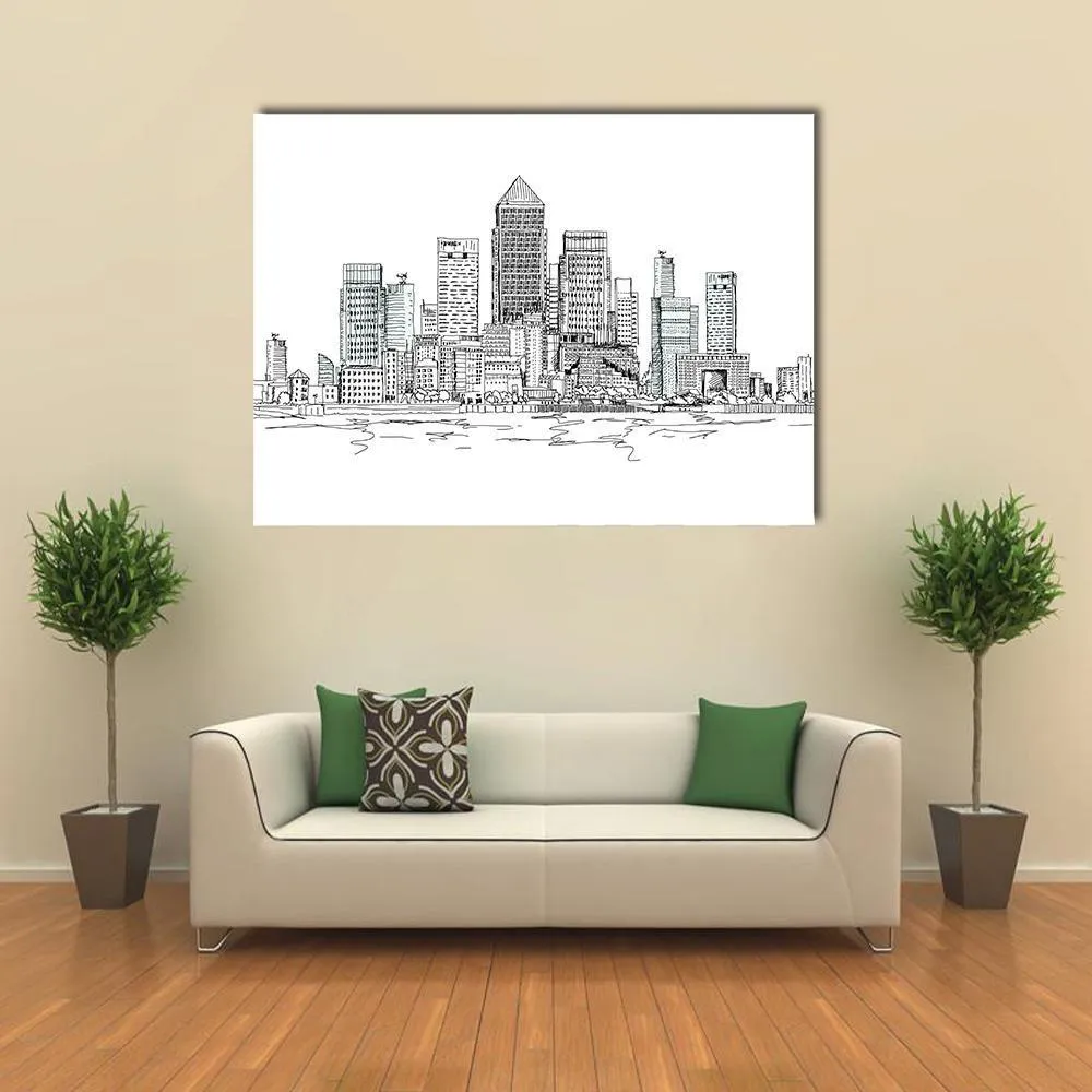 Canary Wharf Sketch Canvas Wall Art