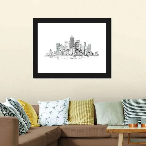 Canary Wharf Sketch Canvas Wall Art
