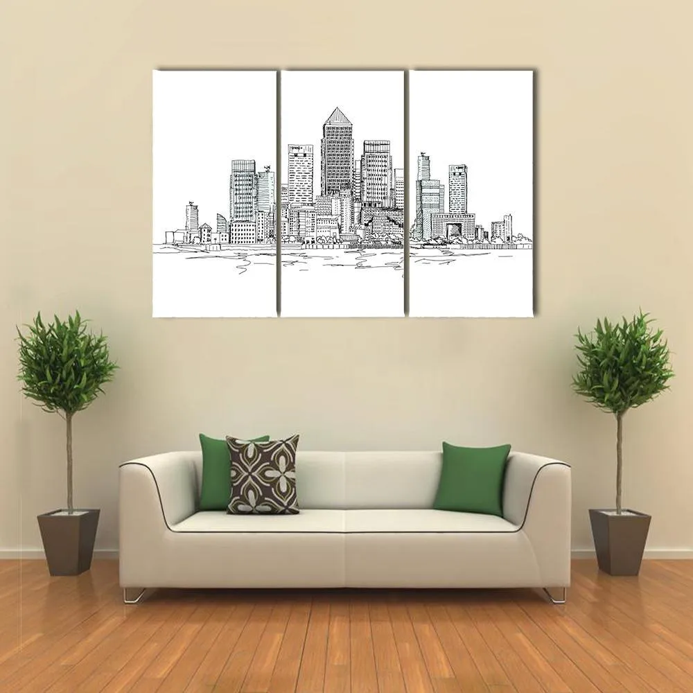 Canary Wharf Sketch Canvas Wall Art