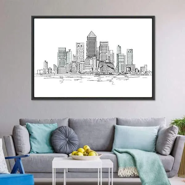 Canary Wharf Sketch Canvas Wall Art