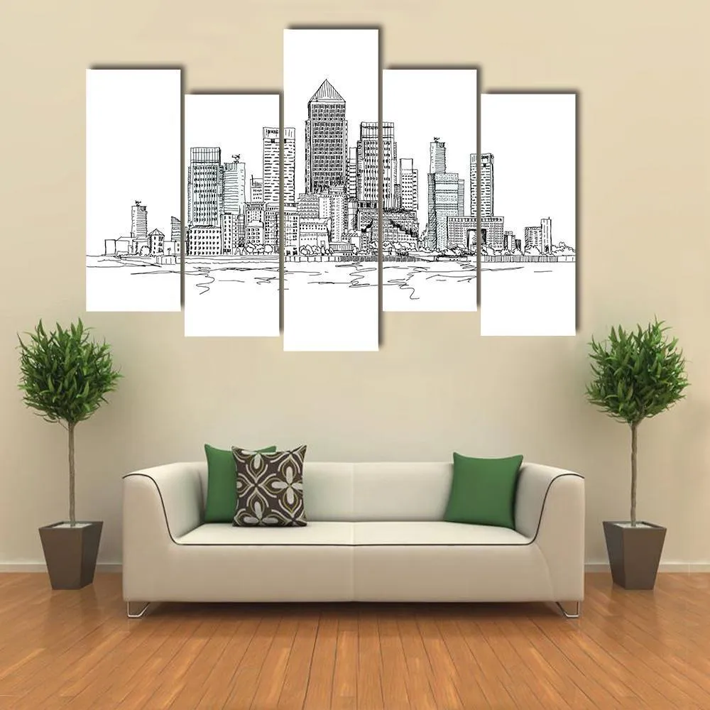 Canary Wharf Sketch Canvas Wall Art