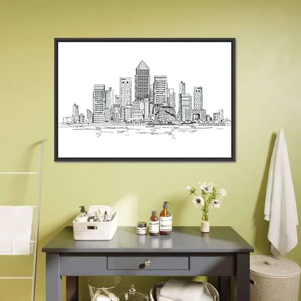Canary Wharf Sketch Canvas Wall Art