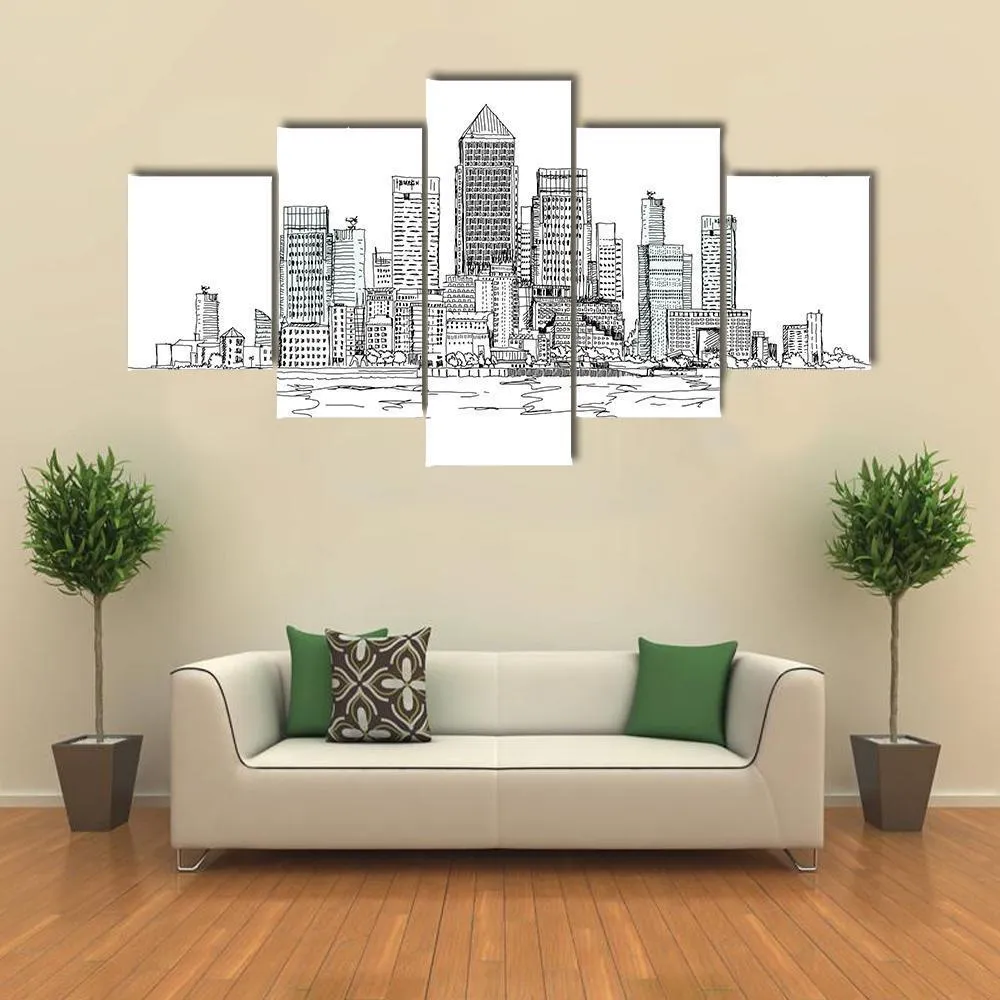Canary Wharf Sketch Canvas Wall Art