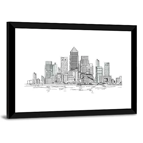 Canary Wharf Sketch Canvas Wall Art