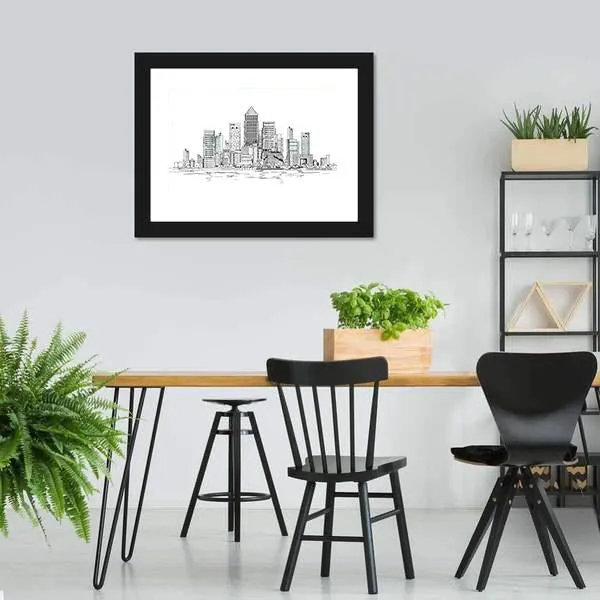 Canary Wharf Sketch Canvas Wall Art