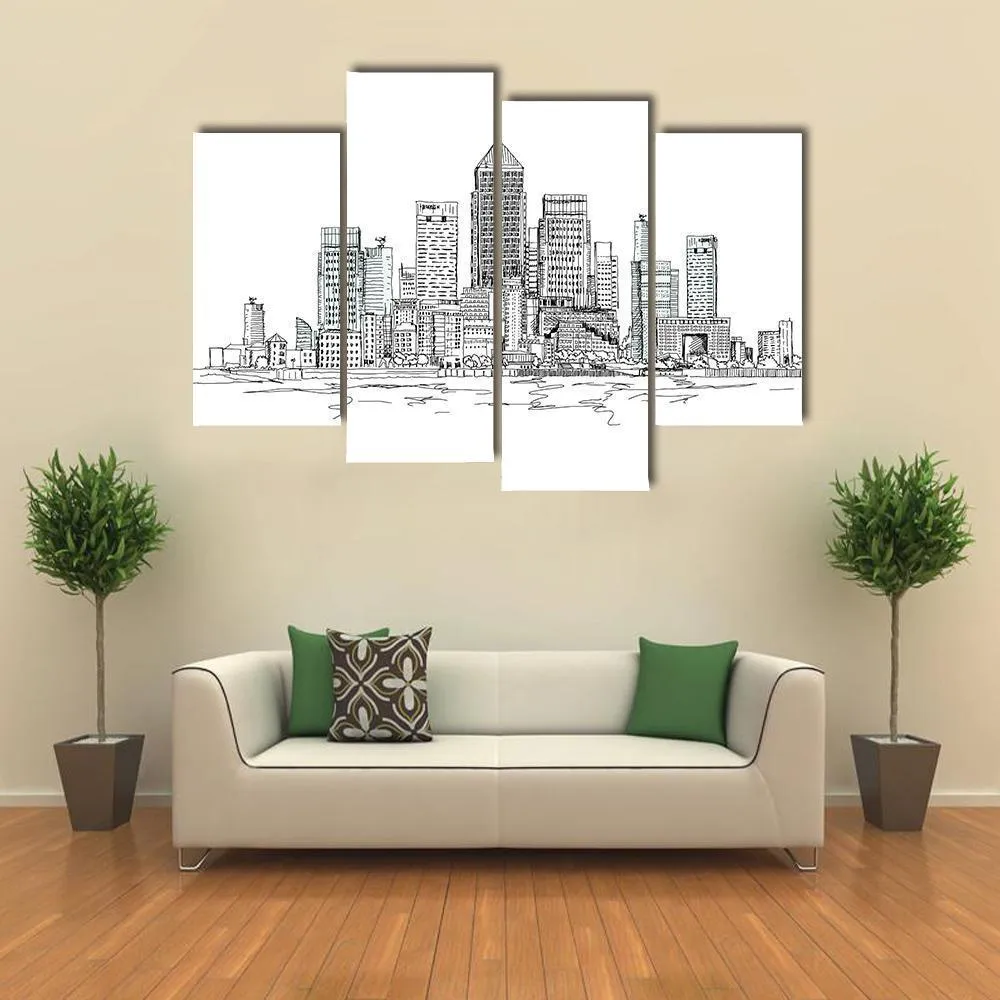 Canary Wharf Sketch Canvas Wall Art