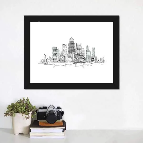 Canary Wharf Sketch Canvas Wall Art
