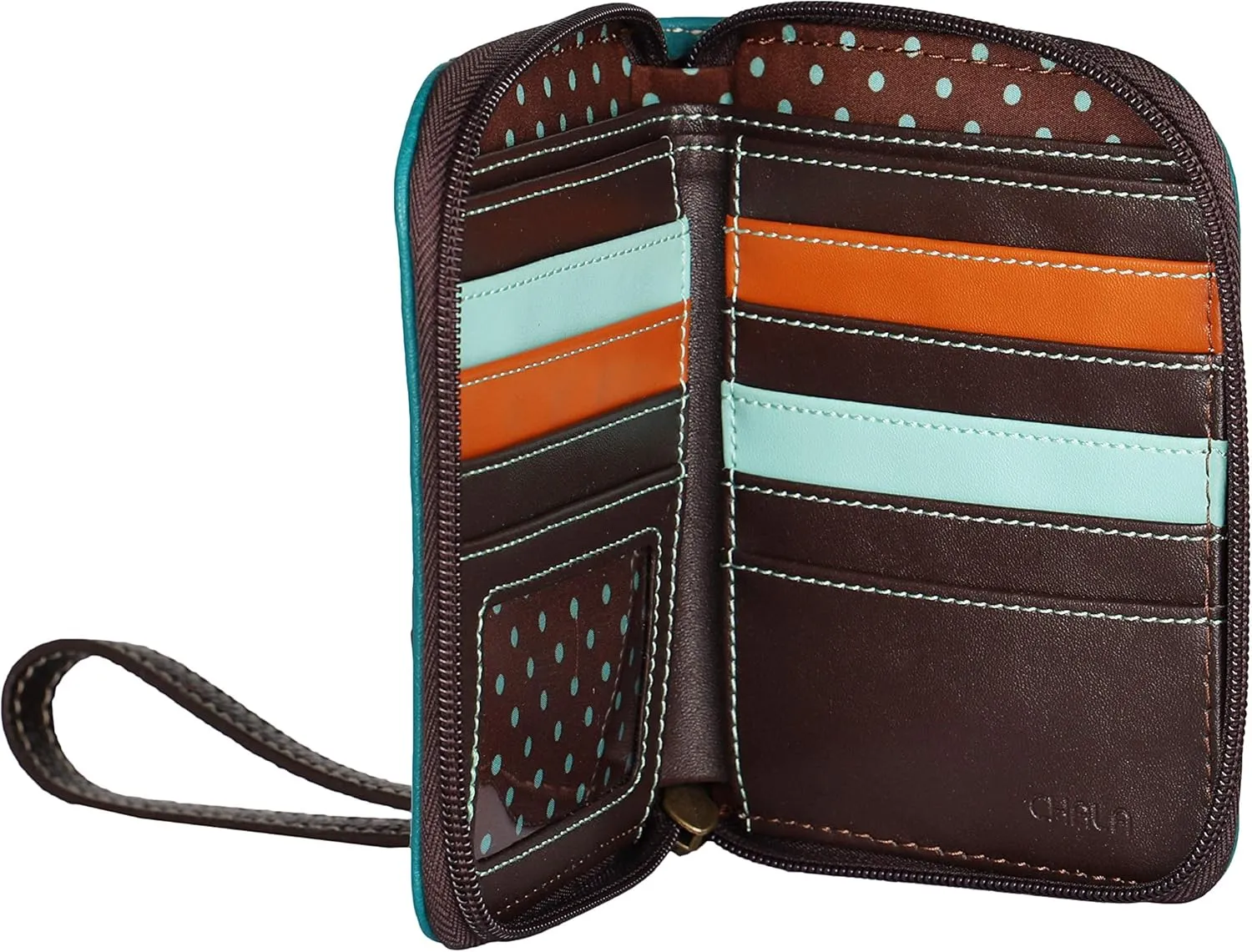 CHALA Zip Around Wallet, Wristlet, 8 Credit Card Slots, Sturdy Pu Leather - Mermaid - Blue