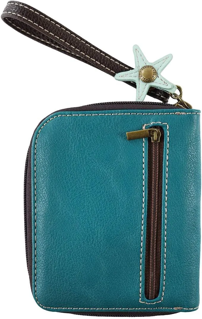 CHALA Zip Around Wallet, Wristlet, 8 Credit Card Slots, Sturdy Pu Leather - Mermaid - Blue