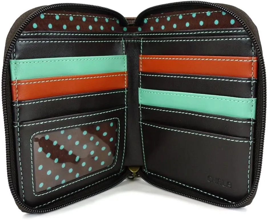 CHALA Zip Around Wallet, Wristlet, 8 Credit Card Slots, Sturdy Pu Leather