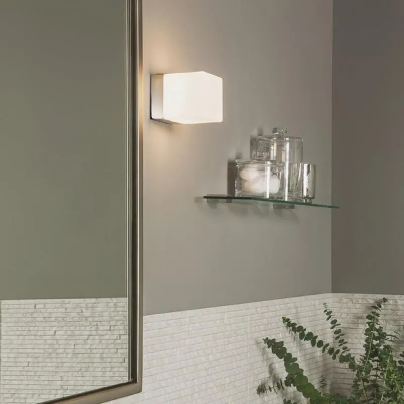 Chrome & Opal Glass Diffuser Cube Wall Light