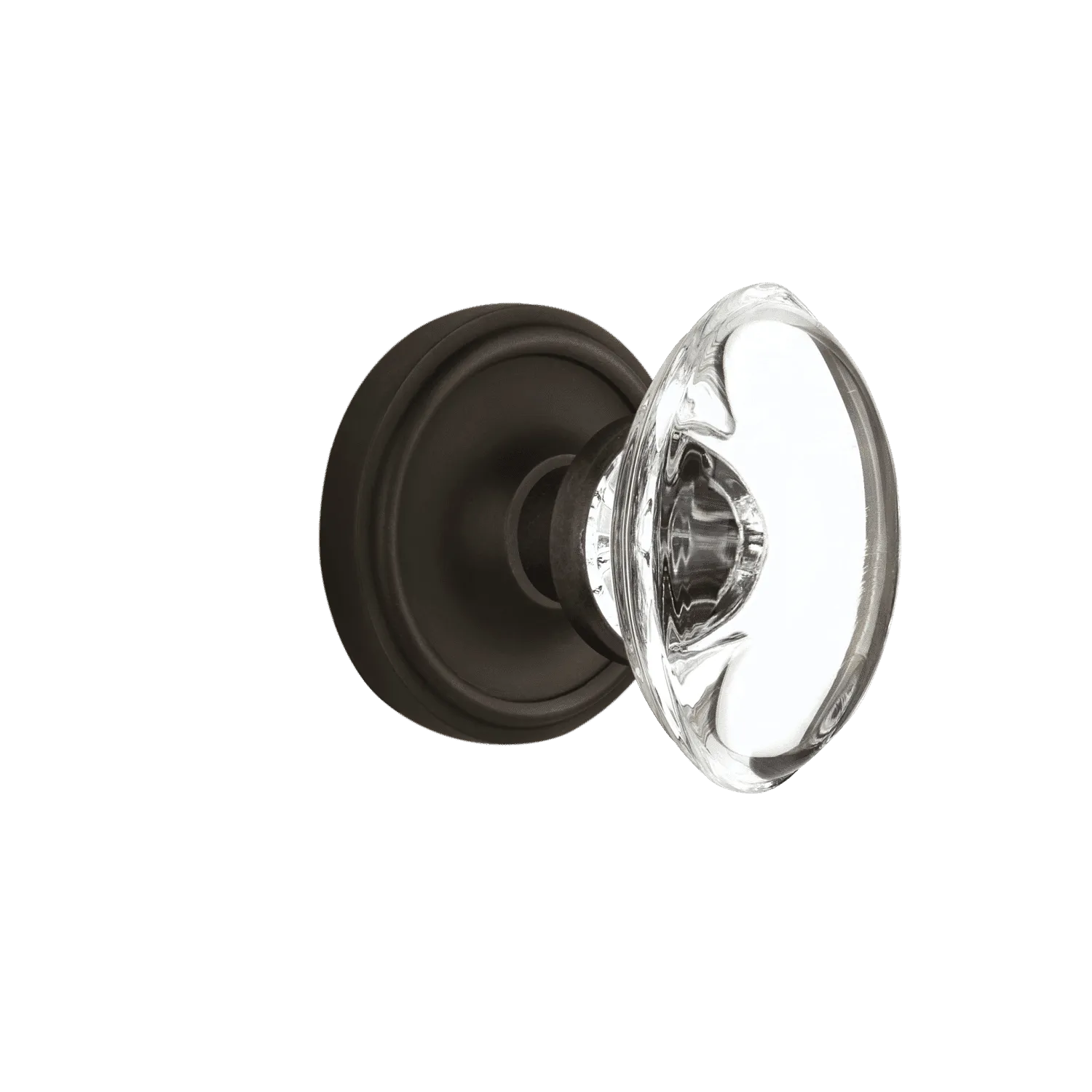 Classic Rosette with Oval Clear Crystal Knob in Oil-Rubbed Bronze