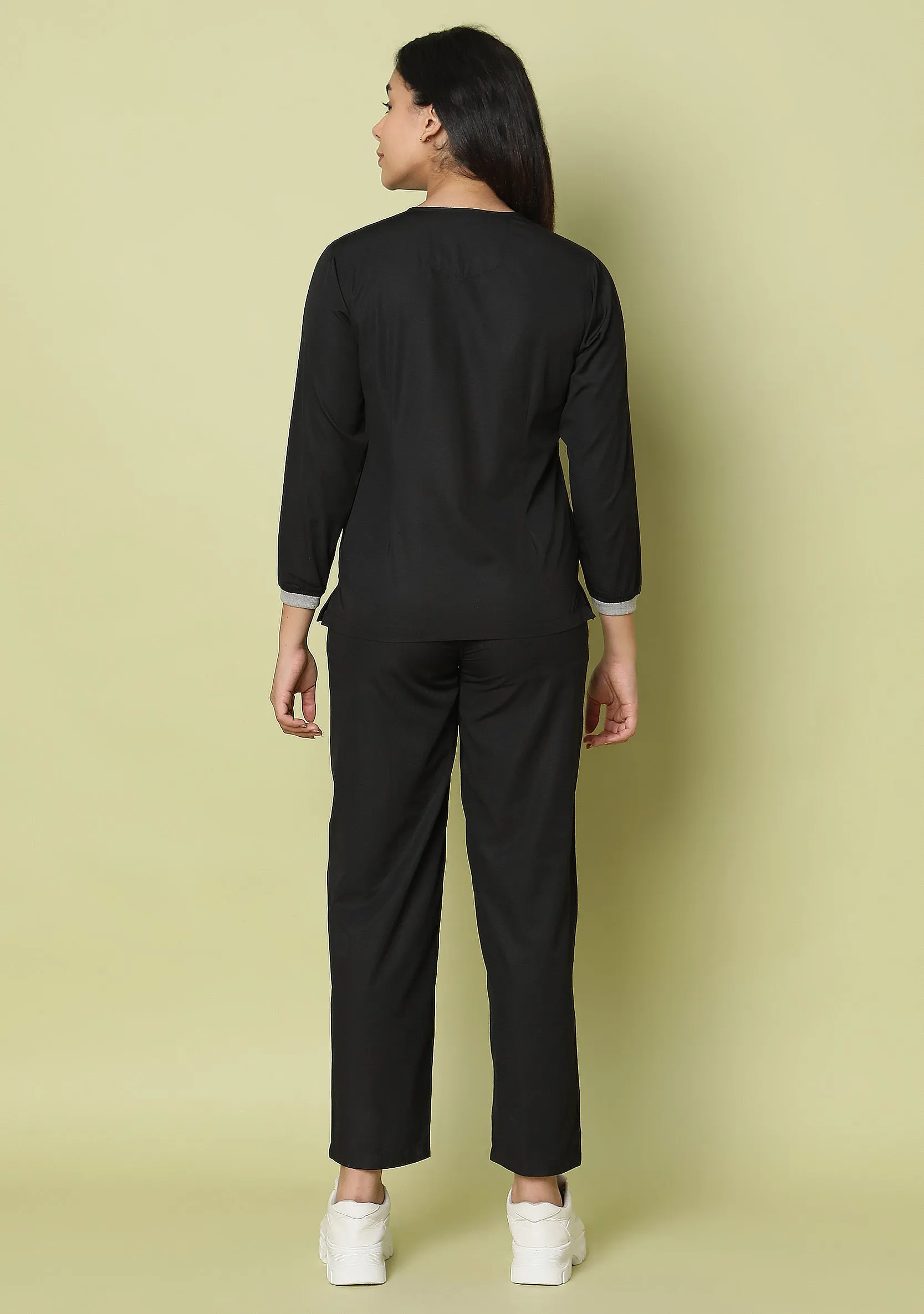 Classic Women's Longsleeves (Black) Scrub