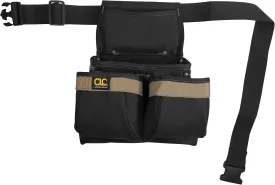 CLC Custom Leathercraft PK1836 Framer's Nail and Tool Bag with Poly Web Belt, Poly, 5-Pocket, Black/Blue