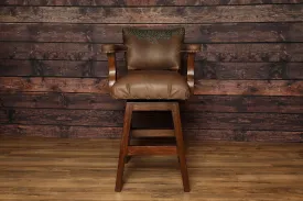 Cowboy Tooled Sea Glass Leather Swivel Barstool