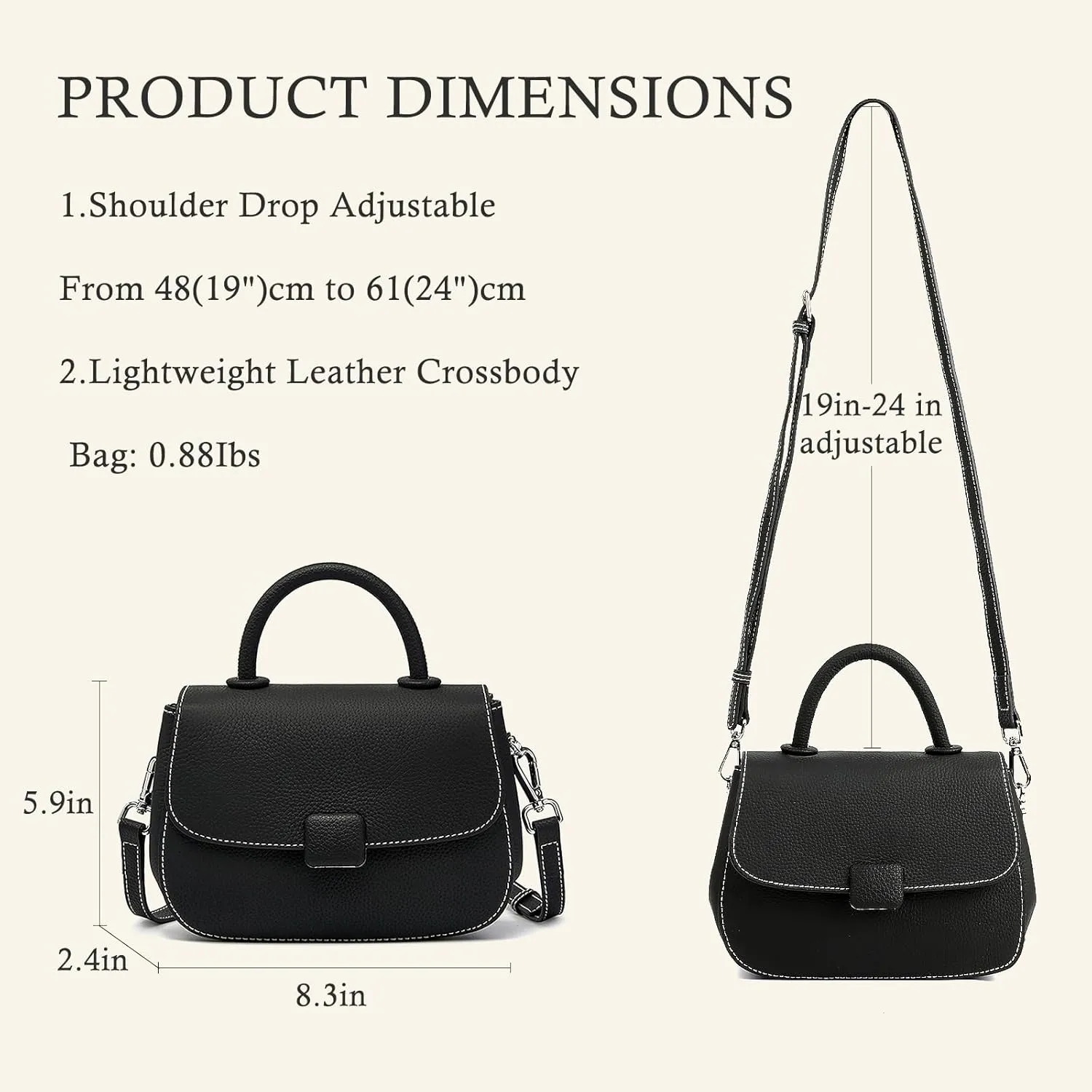 Crossbody Bag for Women Genuine Leather Top Handle Tote Purse with Adjustable Shoulder Strap