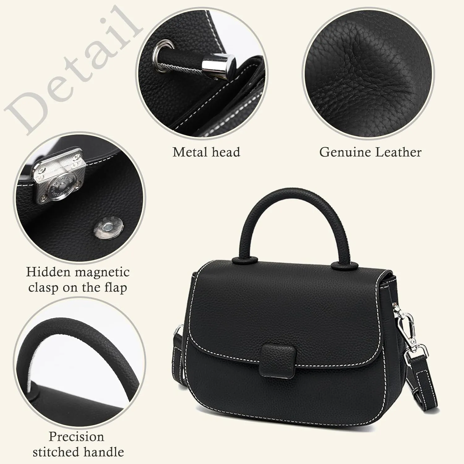 Crossbody Bag for Women Genuine Leather Top Handle Tote Purse with Adjustable Shoulder Strap