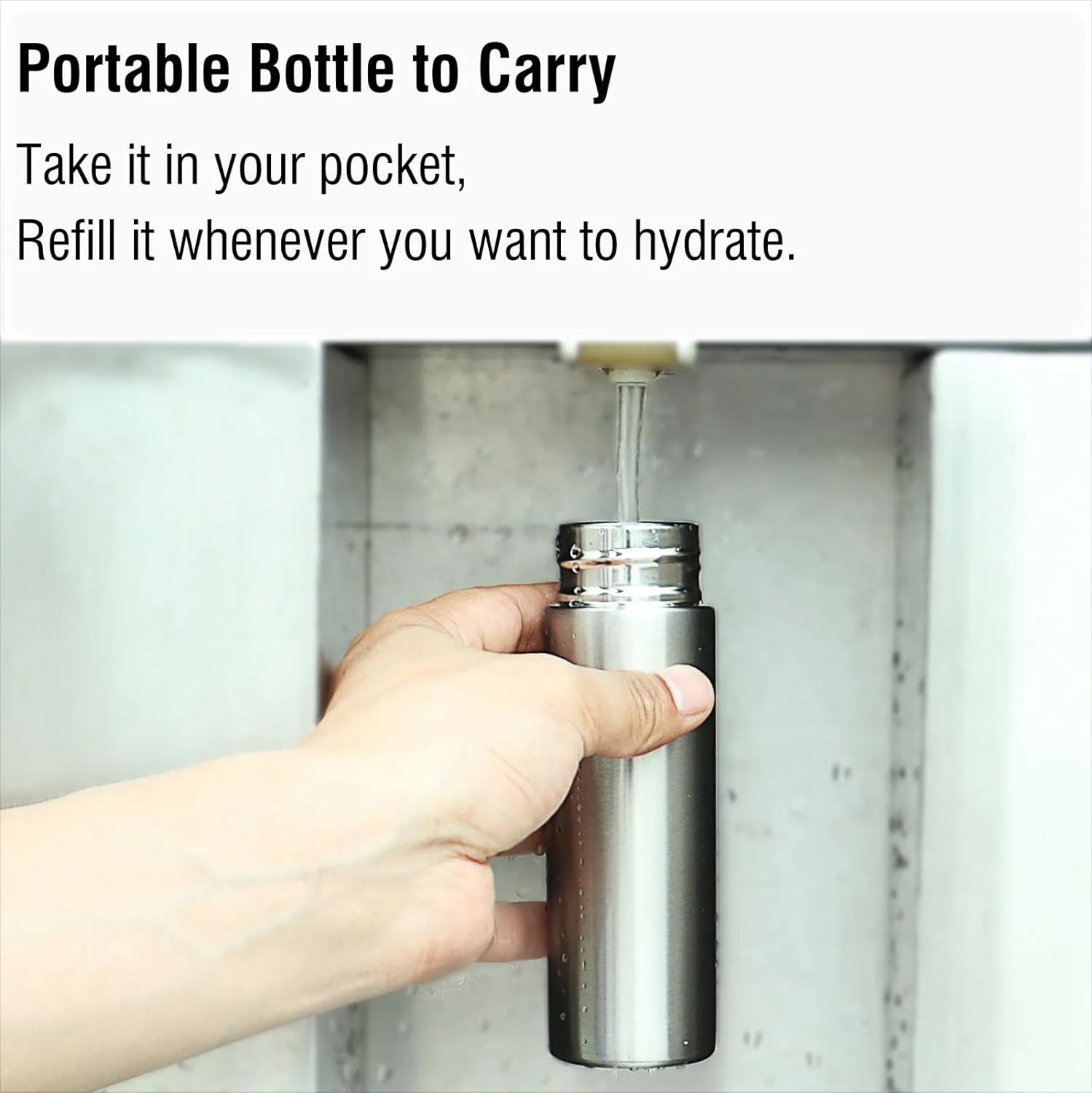 Cute Small Water Bottle, 4.4 Fl. Oz, Pack of 2, Mini Slim Flask for Kids, Portable Skinny Purse Water Bottle, Vacuum Insulated Reusable Leak Proof Stainless Steel Hydroflask Thermos