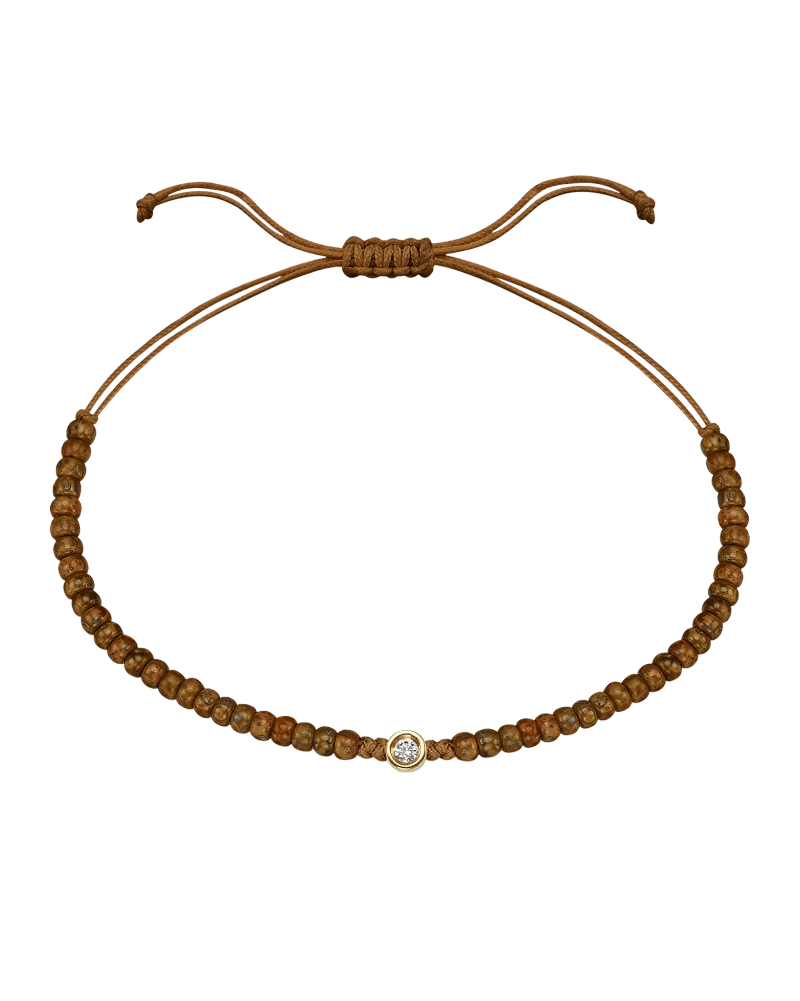 Dyed Brown Beads String Of Love - 14K Yellow Gold