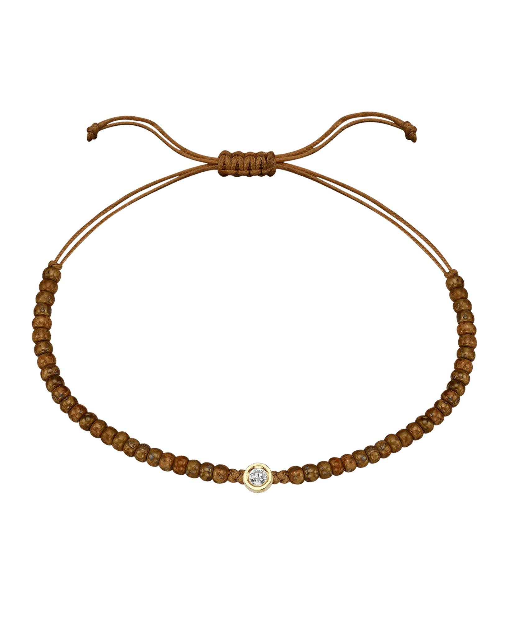 Dyed Brown Beads String Of Love - 14K Yellow Gold