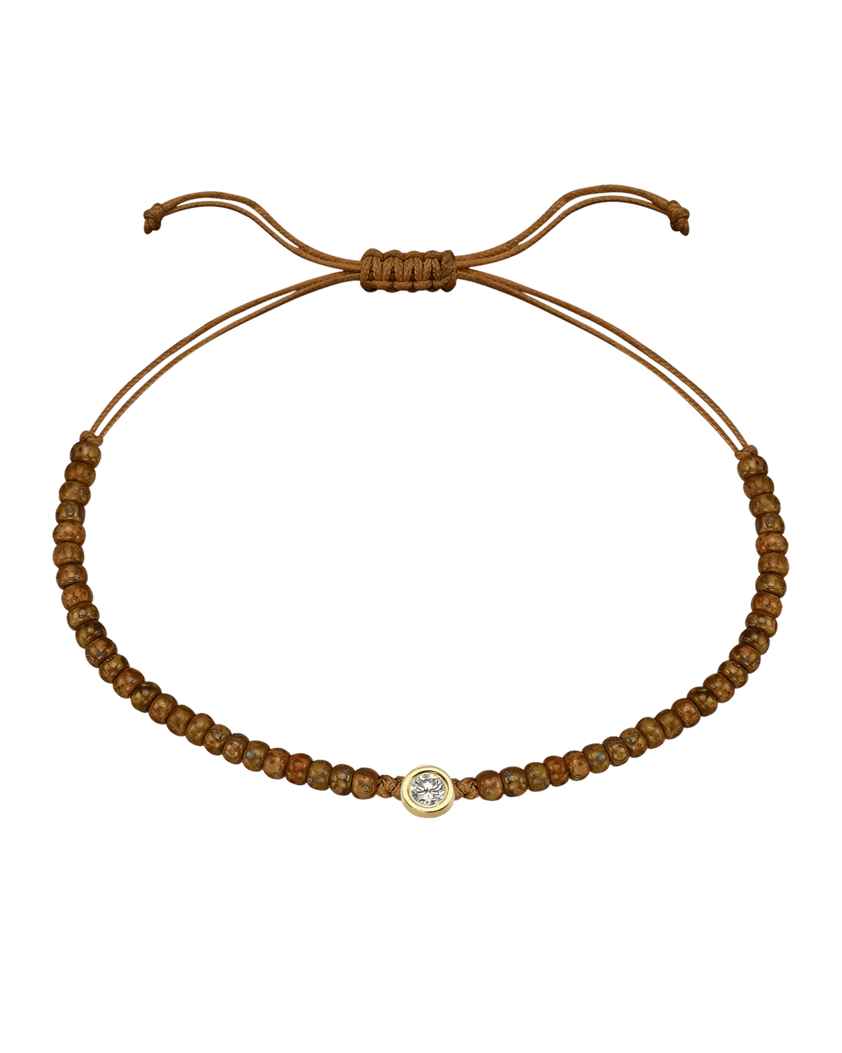 Dyed Brown Beads String Of Love - 14K Yellow Gold