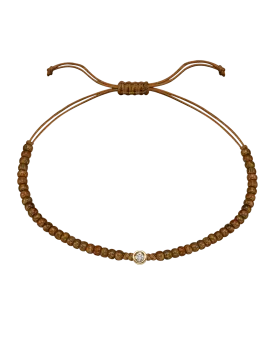Dyed Brown Beads String Of Love - 14K Yellow Gold