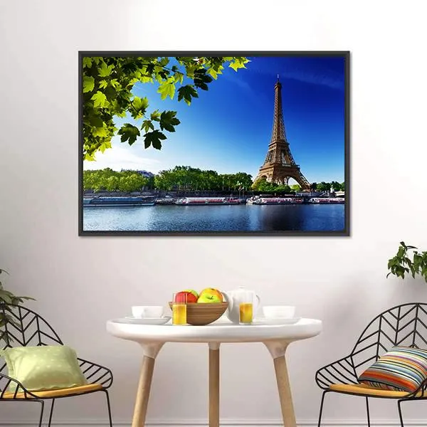 Eiffel Tower In Sunrise Time Canvas Wall Art