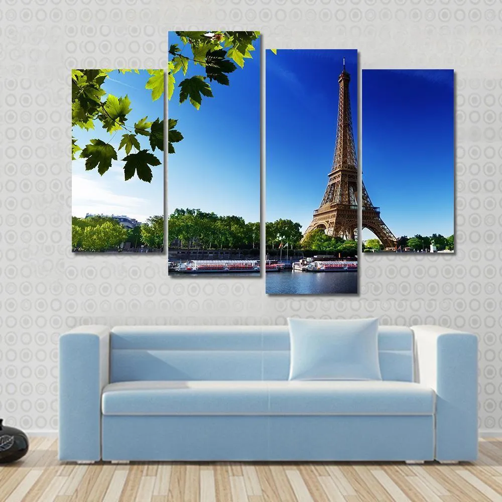 Eiffel Tower In Sunrise Time Canvas Wall Art