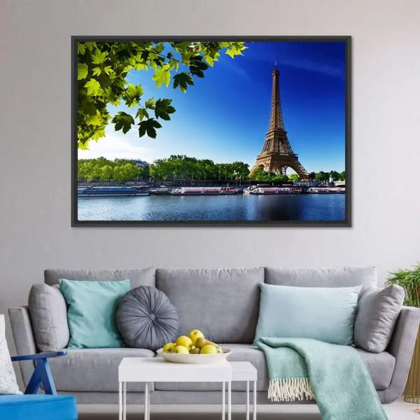 Eiffel Tower In Sunrise Time Canvas Wall Art