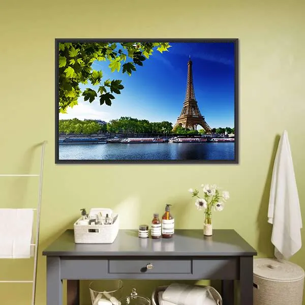 Eiffel Tower In Sunrise Time Canvas Wall Art