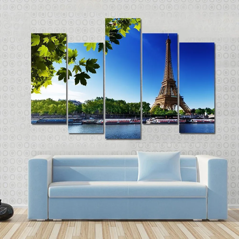 Eiffel Tower In Sunrise Time Canvas Wall Art