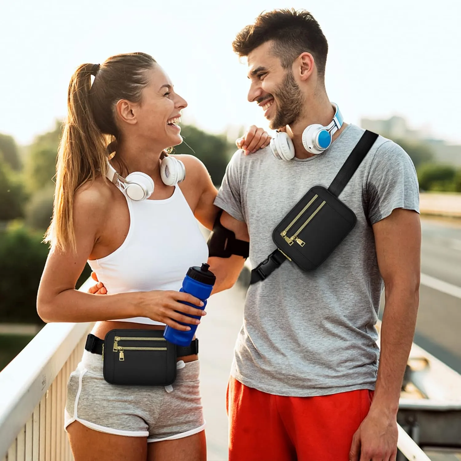 Fanny Pack for Women Men, Capolo Mini Belt Bag Crossbody Waist Bags with Adjustable Strap Fashion Waist Pack Waterproof for Travel Workout Running Cycling Hiking, Black