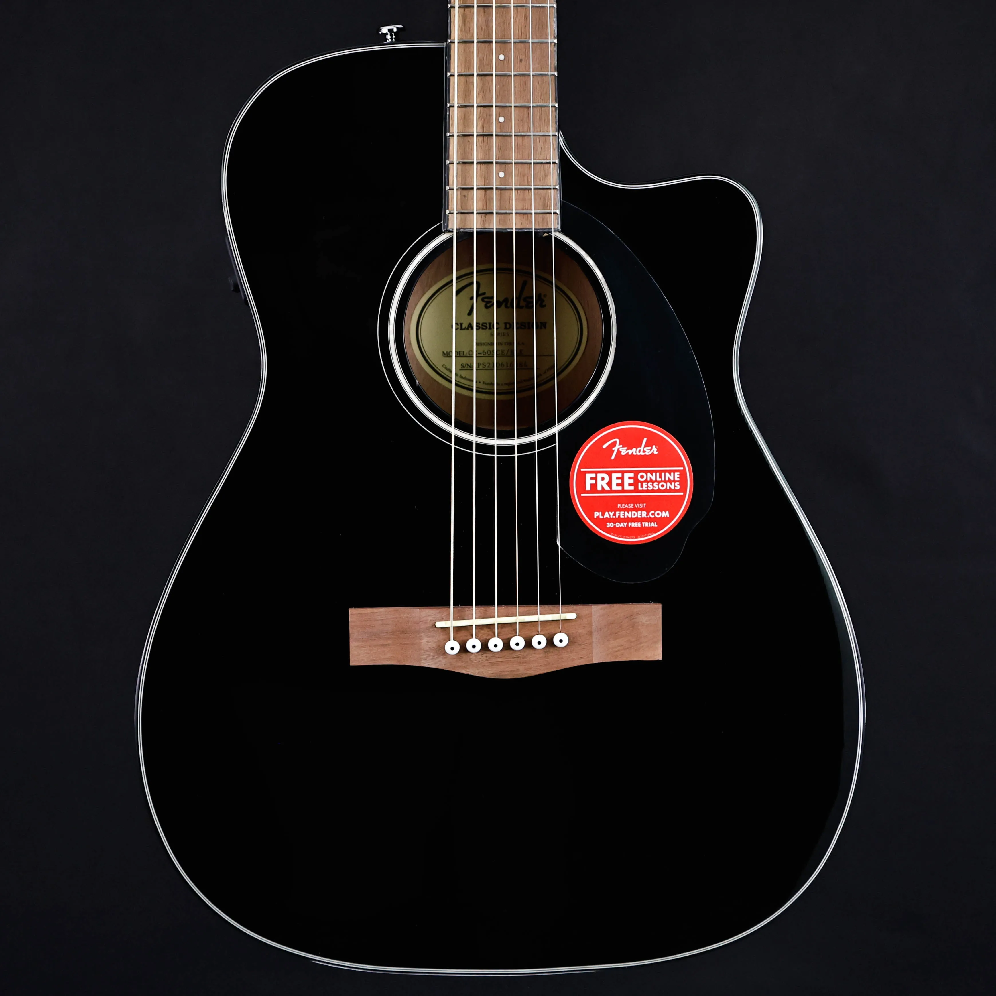 Fender CC-60SCE Concert, Walnut Fb, Black 4lbs 2.8oz