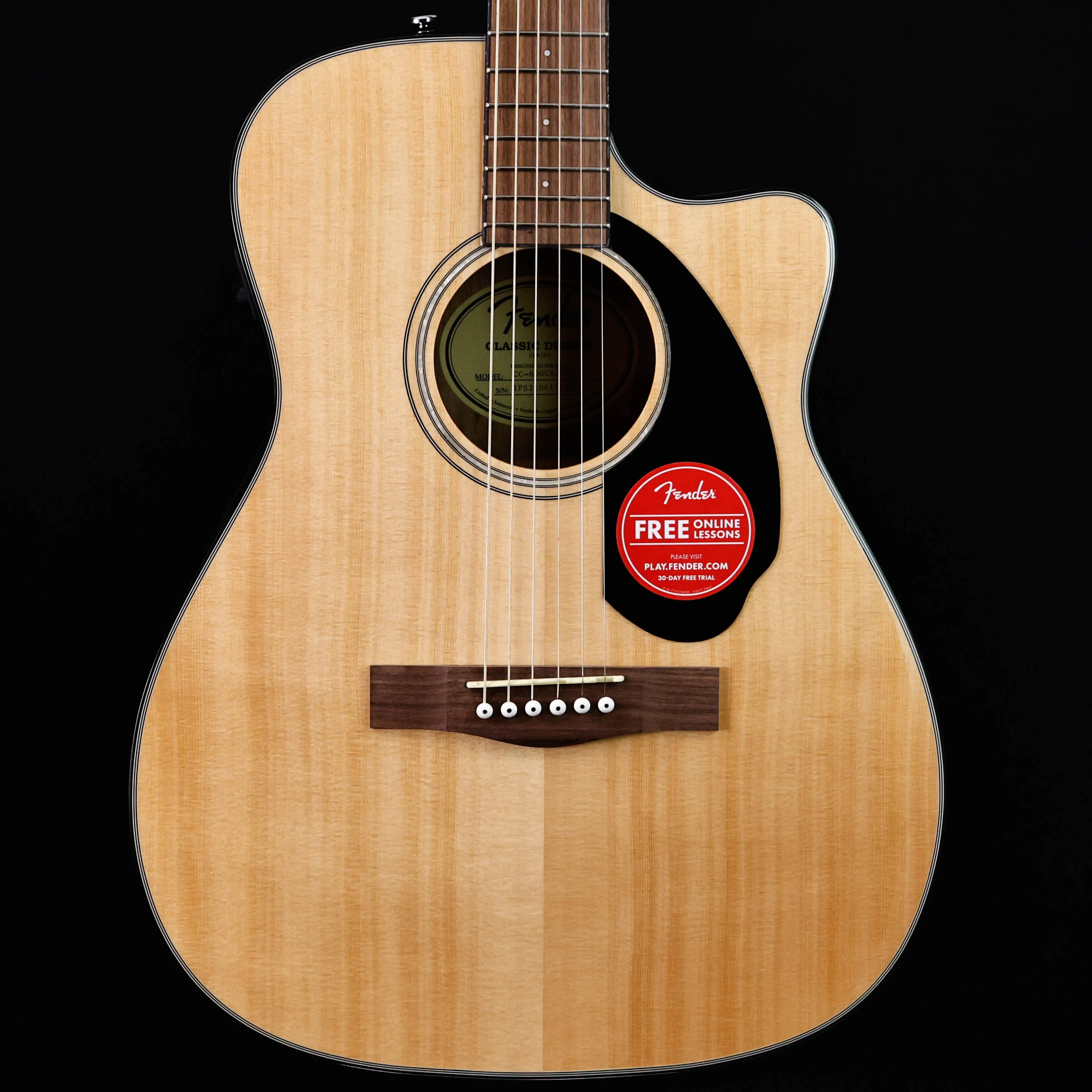 Fender CC-60SCE Concert, Walnut Fb, Natural 4lbs 2.7oz
