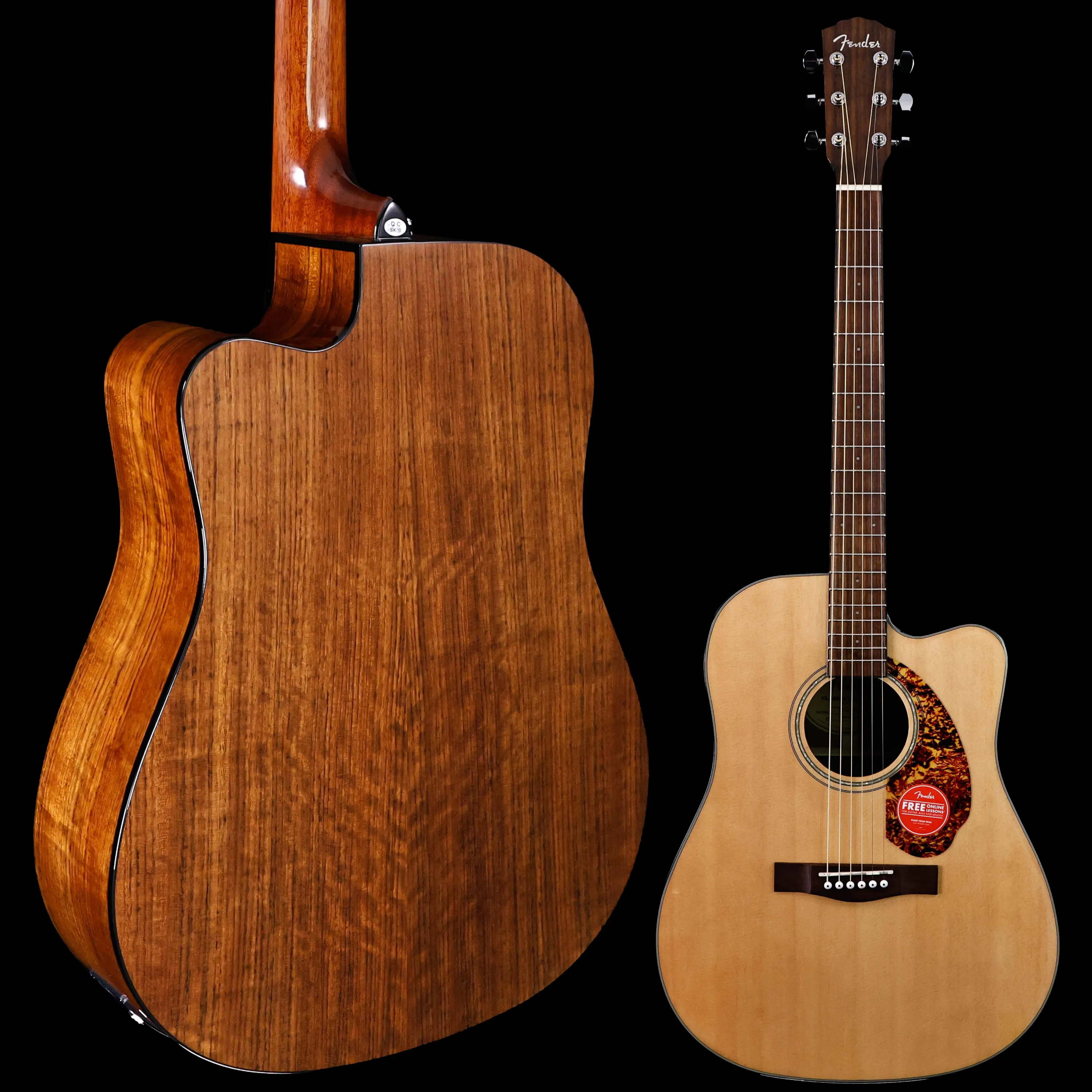 Fender CD-140SCE Dreadnought, Walnut Fb, Natural w/case 4lbs 8.4oz