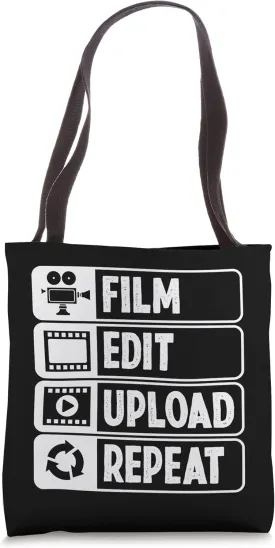Film Edit Upload Repeat Filmmaking Editor Cinematographer Tote Bag