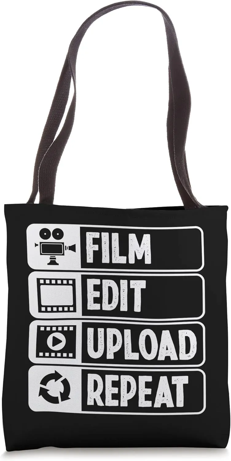 Film Edit Upload Repeat Filmmaking Editor Cinematographer Tote Bag