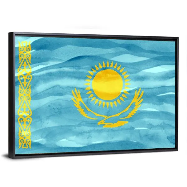 Flag Of Kazakhstan Canvas Wall Art