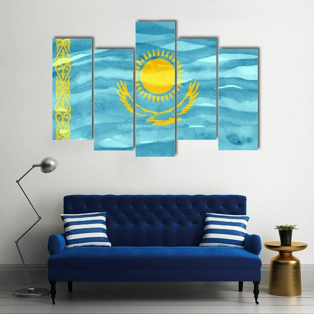 Flag Of Kazakhstan Canvas Wall Art