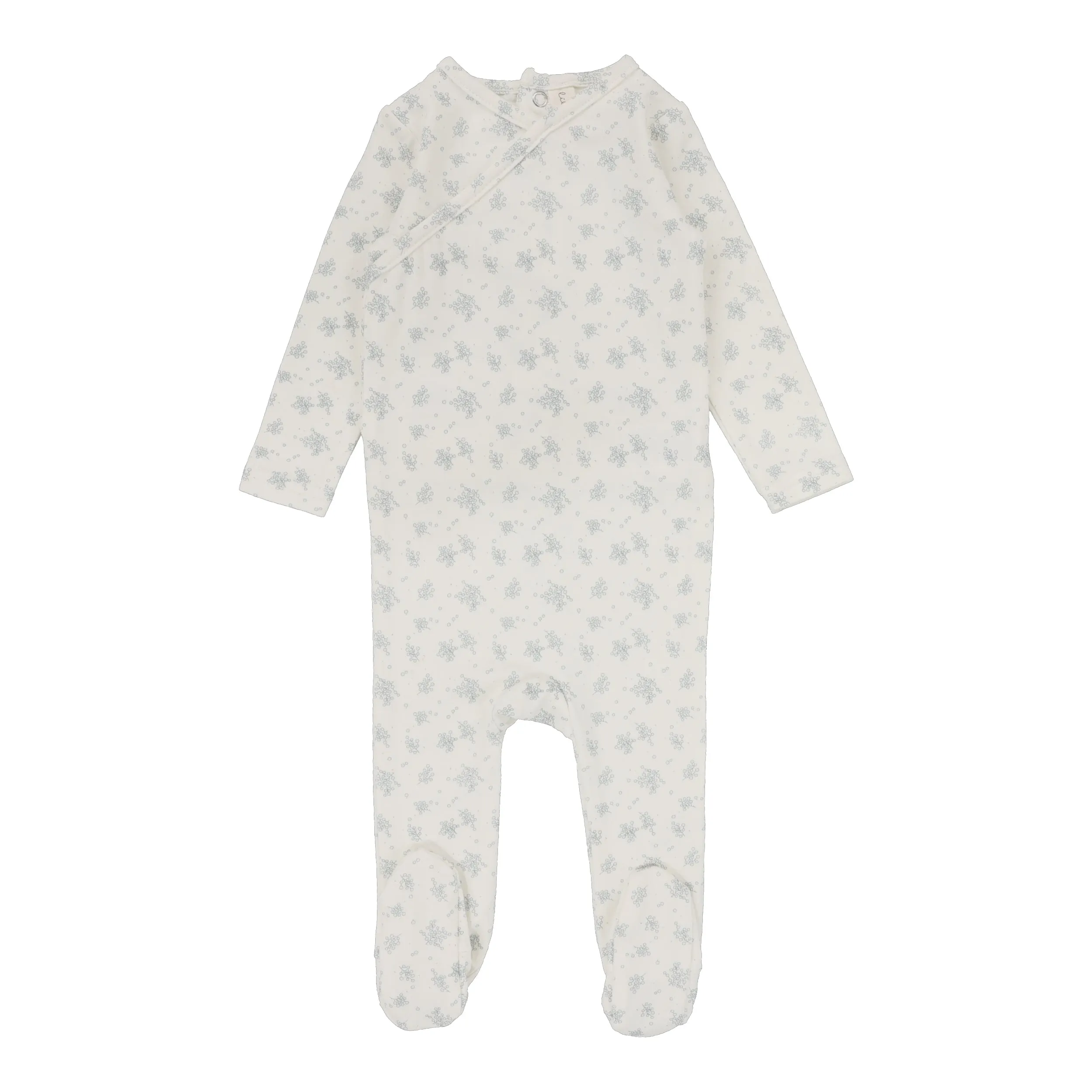 footie floral cluster - vanilla/blue
