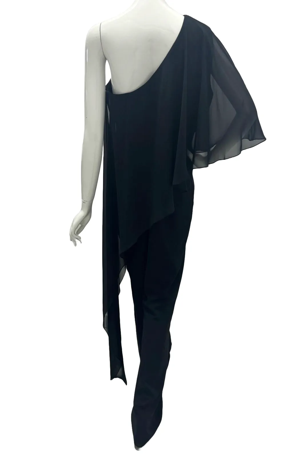 One-shoulder chiffon jumpsuit by Frascara
